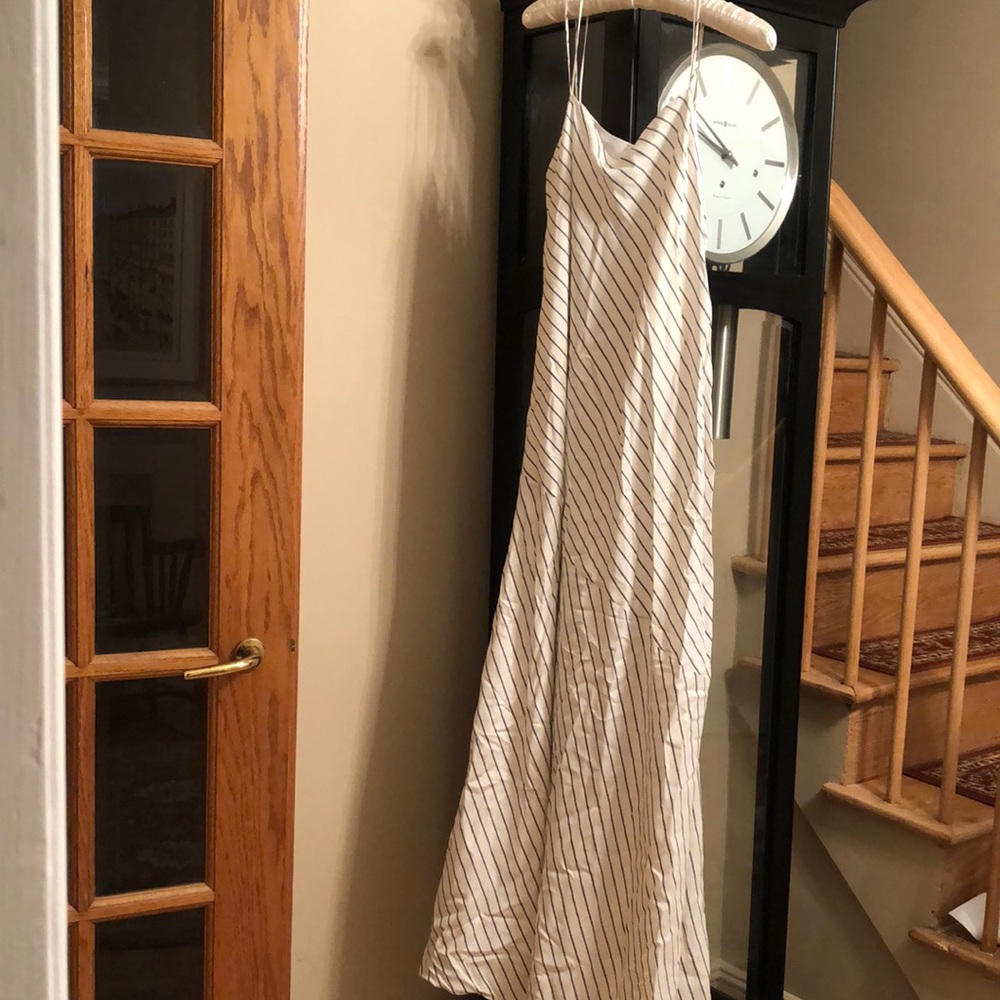 THE ROW STREB STRIPED SILK SLIP DRESS SIZE 10 NWT